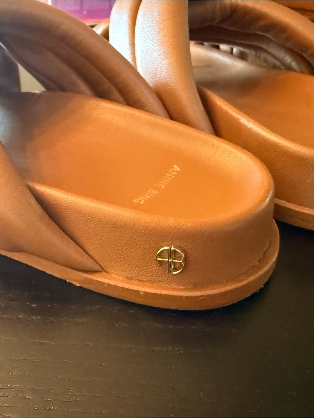 Anine Bing Cognac Padded Crossover Slide Sandals 39 - Picture 5 of 6